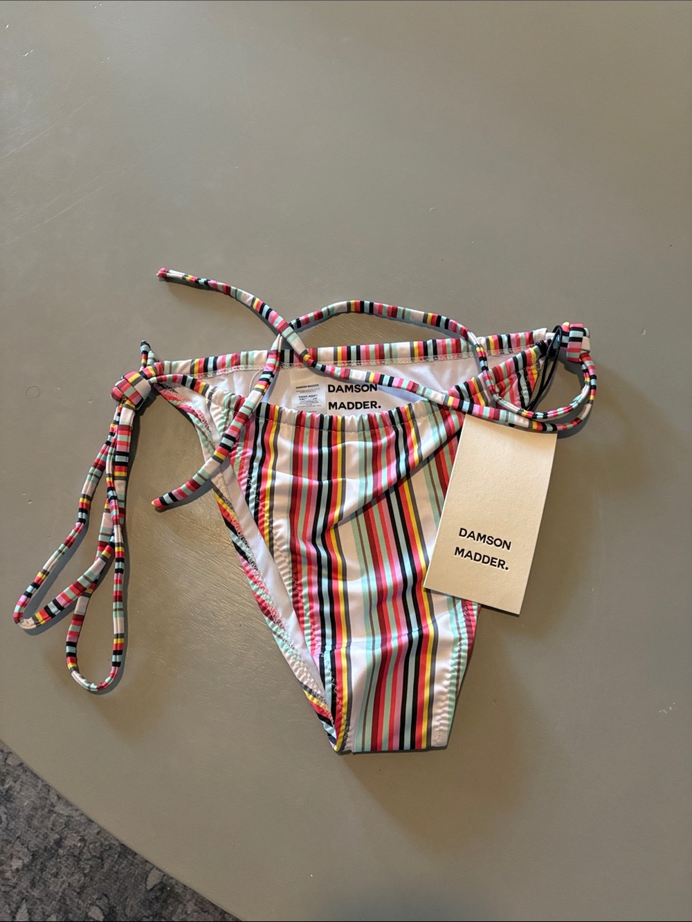 Damson Madder Multicolor Stripe Tie-Side Bikini Bottom